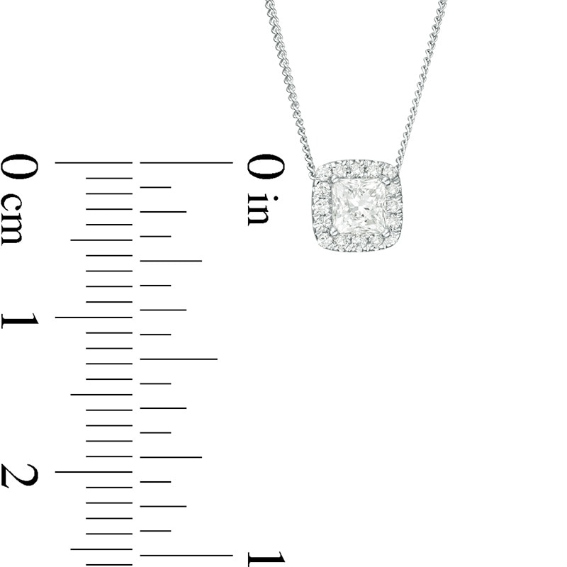 Main Image 3 of Previously Owned - 1/3 CT. T.W. Princess-Cut Diamond Frame Pendant in 14K White Gold