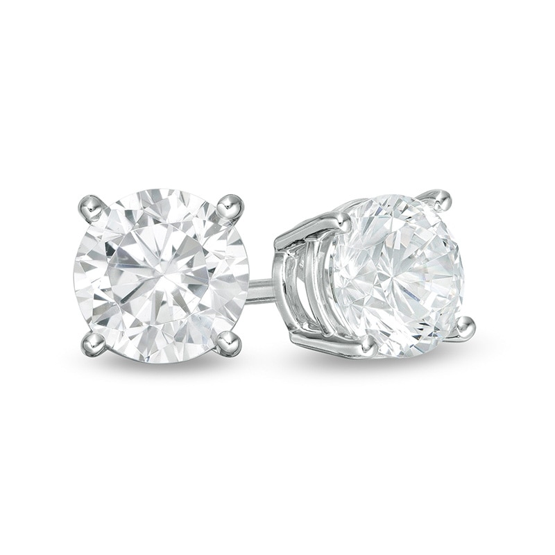 Main Image 1 of Previously Owned - 1 CT. T.W. Lab-Grown Diamond Solitaire Stud Earrings in 14K White Gold (F/SI2)