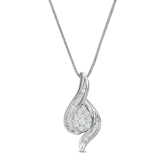 Previously Owned - 1/2 CT. T.w. Composite Diamond Bypass Pendant in 10K White Gold