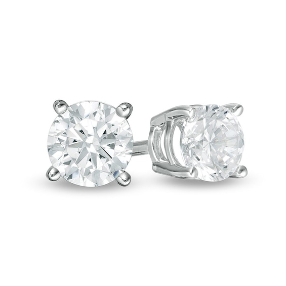 Previously Owned - 1/2 CT. T.w. Lab-Grown Diamond Solitaire Stud Earrings in 14K White Gold (F/Si2)
