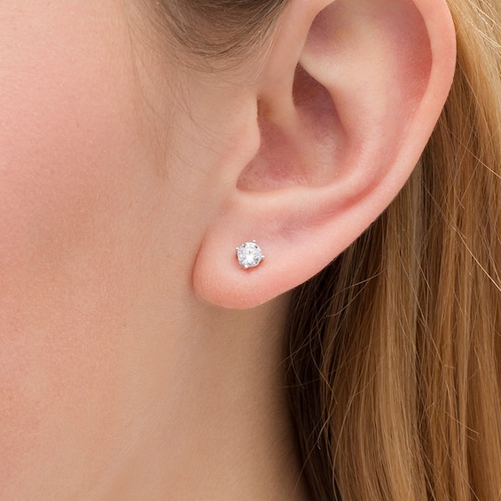 Previously Owned - 1/2 CT. T.w. Lab-Grown Diamond Solitaire Stud Earrings in 14K White Gold (F/Si2)