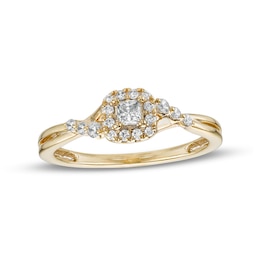 Previously Owned - 1/4 CT. T.W. Princess-Cut Diamond Frame Twist Shank Promise Ring in 10K Gold