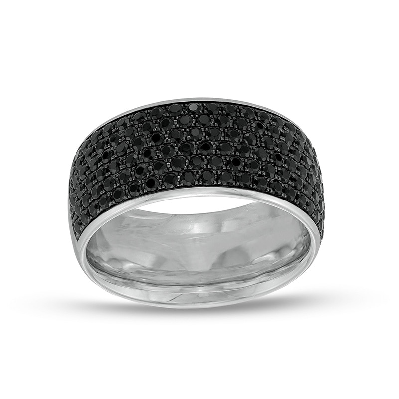 Main Image 1 of Previously Owned - 2 CT. T.W. Black Enhanced Diamond Comfort-Fit Dome Ring in 14K White Gold