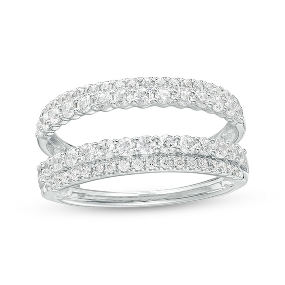 Previously Owned - 1 CT. T.w. Diamond Double Row Solitaire Enhancer in 14K White Gold