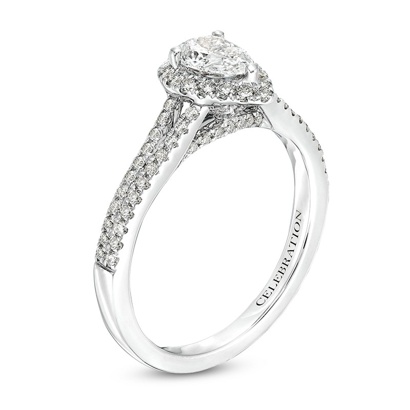 Main Image 3 of Previously Owned - Celebration Infinite™ 1 CT. T.W. Pear-Shaped Diamond Frame Engagement Ring in 14K White Gold (I/SI2)