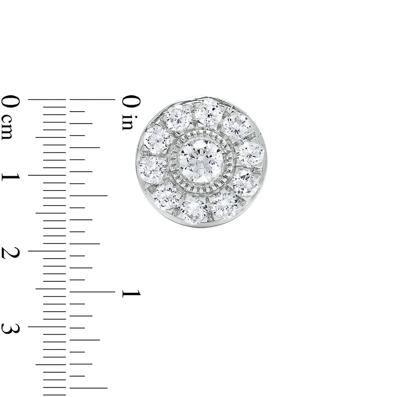 Main Image 3 of Previously Owned - 3/4 CT. T.W. Diamond Frame Vintage-Style Stud Earrings in 10K White Gold