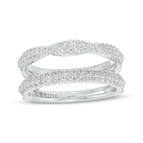 Previously Owned - Vera Wang Love Collection 1/2 CT. T.w. Diamond Double Row Twist Solitaire Enhancer in 14K White Gold