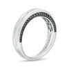 Thumbnail Image 3 of Previously Owned - Vera Wang Men's 1/3 CT. T.W. Black and White Diamond Grooved Wedding Band in 14K White Gold