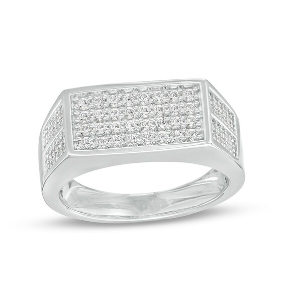 Previously Owned - 3/4 CT. T.w. Diamond Rectangle Multi-Row Ring in 10K White Gold