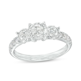 Previously Owned - 1 CT. T.W. Diamond Past Present Future® Trio Engagement Ring in 10K White Gold