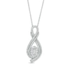 Thumbnail Image 1 of Previously Owned - 1 CT. T.W. Oval-Shaped Multi-Diamond Double Row Looped Pendant in Sterling Silver