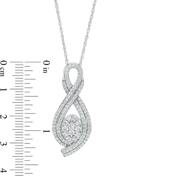 Previously Owned - 1 CT. T.w. Oval-Shaped Multi-Diamond Double Row Looped Pendant in Sterling Silver