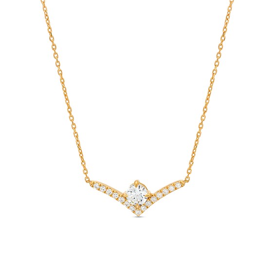 Previously Owned - You're the One™ 5/8 CT. T.w. Lab-Grown Diamond Chevron Necklace in 14K Gold (F/Si2) – 18.5"