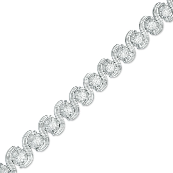 Previously Owned - 2 CT. T.w. Diamond "S" Bracelet in 10K White Gold - 7.5"