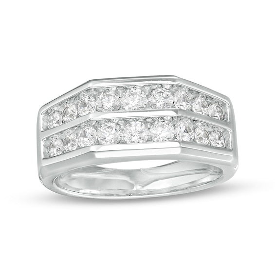 Previously Owned - 1-1/2 CT. T.w. Diamond Double Row Wedding Band in 10K White Gold