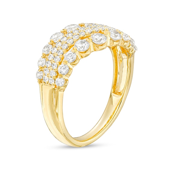 Previously Owned - 1 CT. T.w. Diamond Four Row Wave Ring in 10K Gold