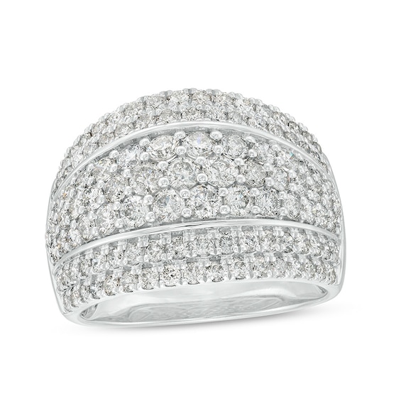 Previously Owned - 2 CT. T.w. Diamond Multi-Row Dome Anniversary Band in 10K White Gold