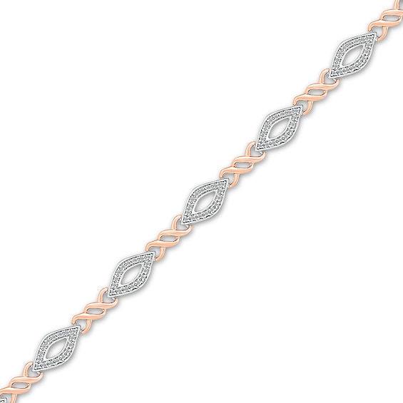 Previously Owned - 1/4 CT. T.w. Diamond Alternating Marquise Outline Twist Line Bracelet in 10K Two-Tone Gold