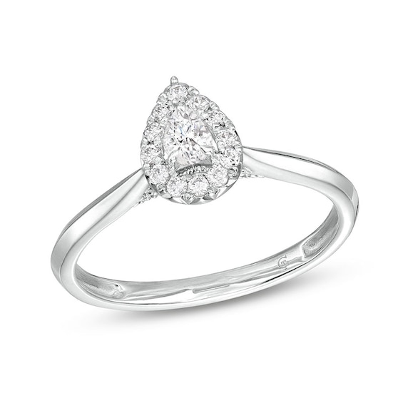 Previously Owned - 1/4 CT. T.w. Pear-Shaped Diamond Frame Ring in 10K White Gold