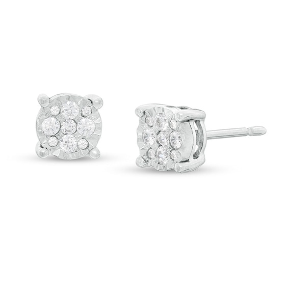 Previously Owned - 1/4 CT. T.w. Composite Diamond Stud Earrings in 10K White Gold