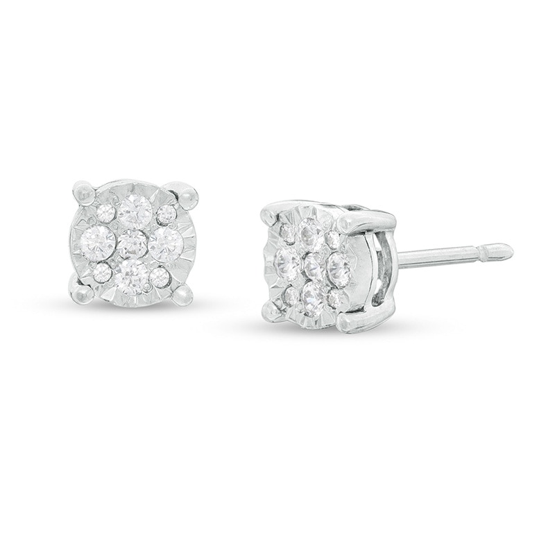 Main Image 1 of Previously Owned - 1/4 CT. T.W. Composite Diamond Stud Earrings in 10K White Gold