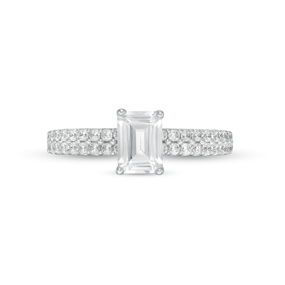 Previously Owned - 1-1/4 CT. T.w. Emerald-Cut Lab-Grown Diamond Engagement Ring in 14K White Gold (F/Vs2)