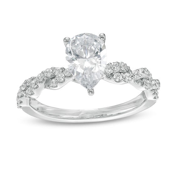 Previously Owned - 2 CT. T.w. Lab-Grown Pear-Shaped Diamond Twist Shank Engagement Ring in 14K White Gold (F/Vs2)