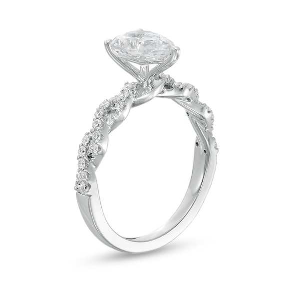 Previously Owned - 2 CT. T.w. Lab-Grown Pear-Shaped Diamond Twist Shank Engagement Ring in 14K White Gold (F/Vs2)