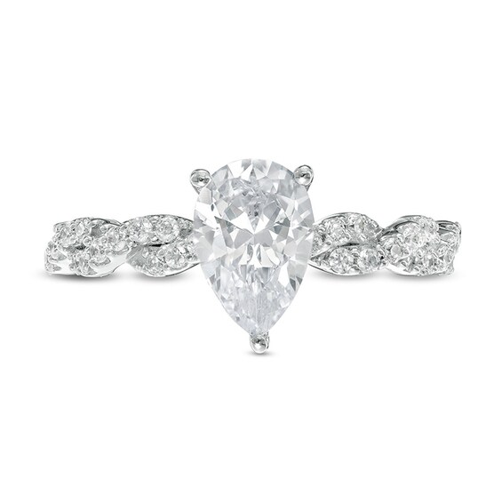 Previously Owned - 2 CT. T.w. Lab-Grown Pear-Shaped Diamond Twist Shank Engagement Ring in 14K White Gold (F/Vs2)