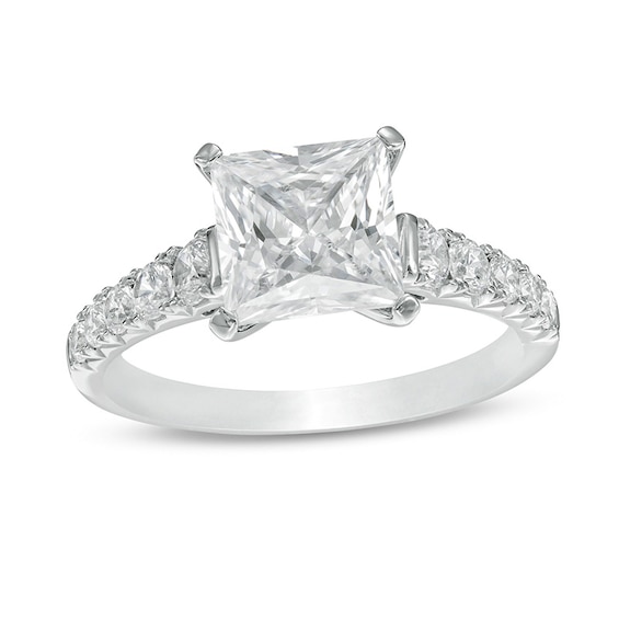 Previously Owned - 2-1/2 CT. T.w. Princess-Cut Lab-Grown Diamond Engagement Ring in 14K White Gold (F/Vs2)