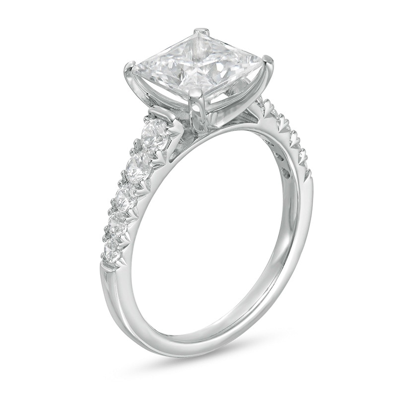 Main Image 3 of Previously Owned - 2-1/2 CT. T.W. Princess-Cut Lab-Grown Diamond Engagement Ring in 14K White Gold (F/VS2)