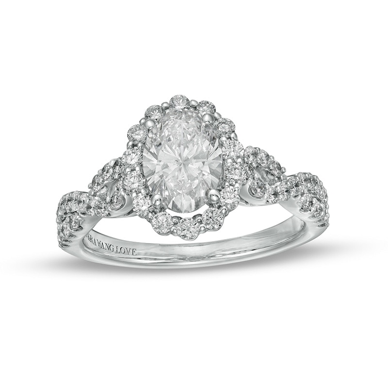 Main Image 1 of Previously Owned - Vera Wang Love Collection 1-5/8 CT. T.W. Lab-Grown Diamond Twist Engagement Ring in 14K White Gold