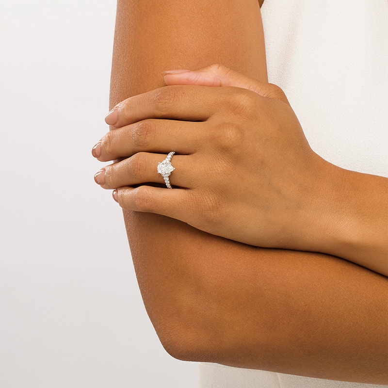 Main Image 2 of Previously Owned - Vera Wang Love Collection 2-1/4 CT. T.W. Lab-Grown Diamond Collar Engagement Ring in 14K White Gold