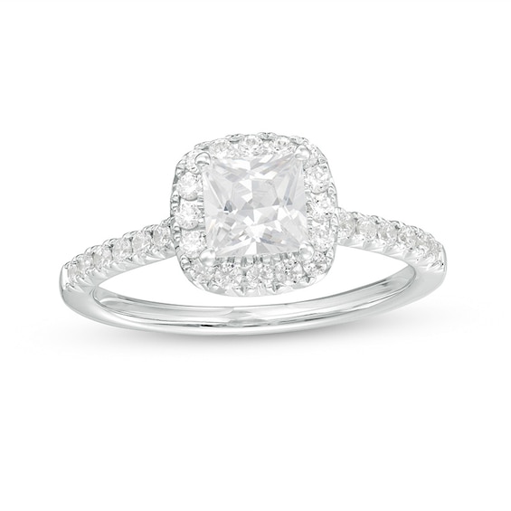 Previously Owned - 1-1/3 CT. T.w. Princess-Cut Lab-Grown Diamond Frame Engagement Ring in 14K White Gold (F/Vs2)