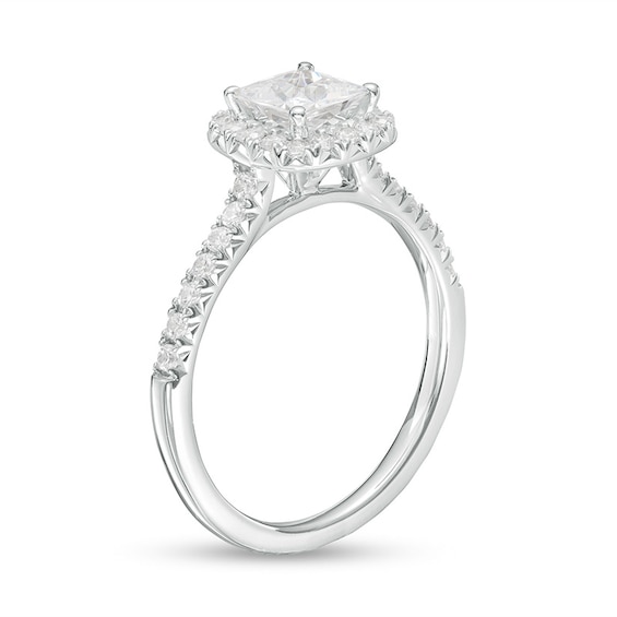 Previously Owned - 1-1/3 CT. T.w. Princess-Cut Lab-Grown Diamond Frame Engagement Ring in 14K White Gold (F/Vs2)
