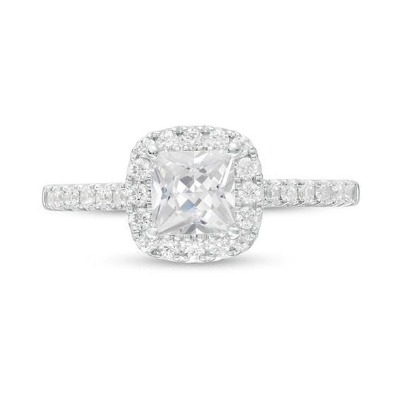 Previously Owned - 1-1/3 CT. T.w. Princess-Cut Lab-Grown Diamond Frame Engagement Ring in 14K White Gold (F/Vs2)