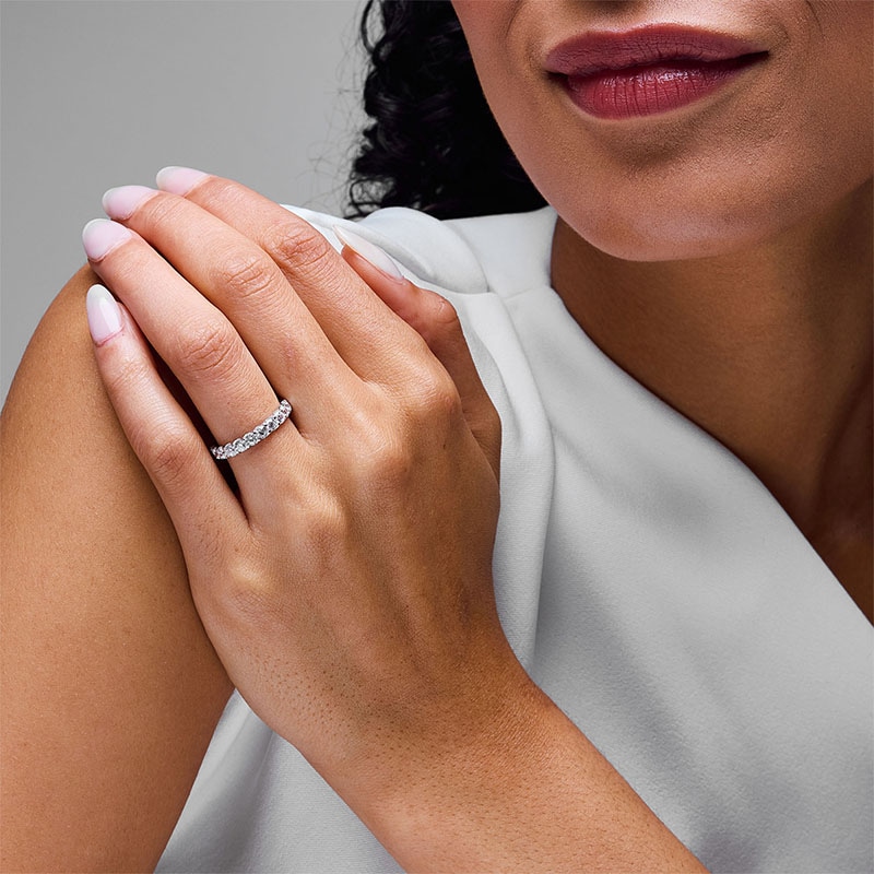 Main Image 2 of Previously Owned - 1 CT. T.W. Lab-Grown Diamond Eleven Stone Anniversary Band in 14K White Gold (F/VS2)