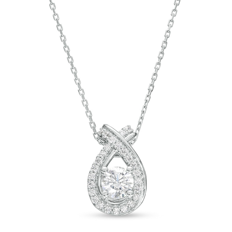 Main Image 1 of Previously Owned - 1/2 CT. T.W. Lab-Grown Diamond Teardrop Pendant in 10K White Gold (F/SI2)