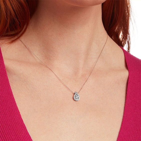 Previously Owned - 1/2 CT. T.w. Lab-Grown Diamond Teardrop Pendant in 10K White Gold (F/Si2)