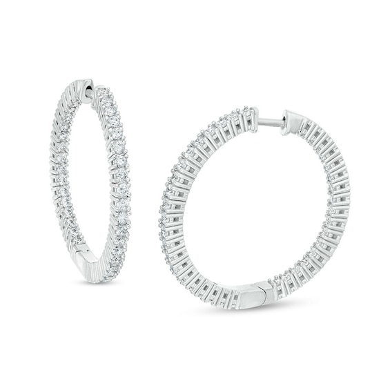 Previously Owned - 3 CT. T.w. Lab-Grown Diamond Hoop Earrings in 14K White Gold (F/Si2)
