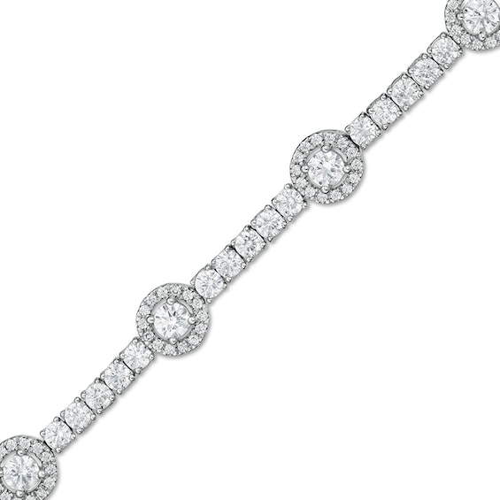 Previously Owned - Zales Private Collection 3 CT. T.w. Diamond Frame Alternating Bracelet in 14K White Gold - 7.25"