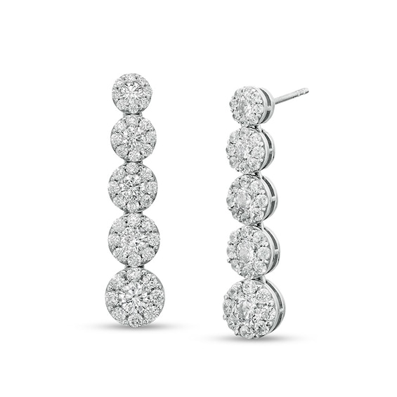 Previously Owned - 2 CT. T.w. Composite Diamond Graduated Drop Earrings in 10K White Gold