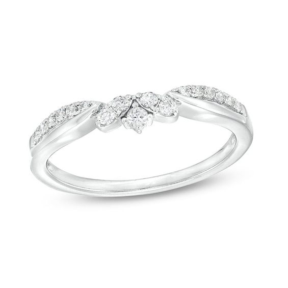 Previously Owned - 1/5 CT. T.w. Diamond Floral Leaf Contour Anniversary Band in 10K White Gold