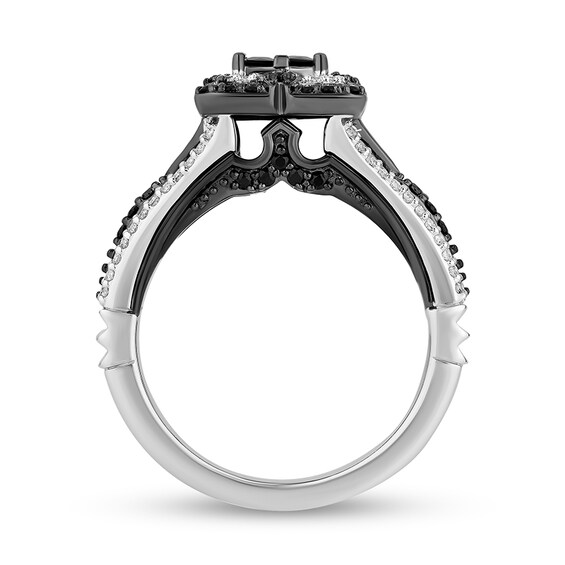 Previously Owned - Enchanted Disney Villains Maleficent 1 CT. T.w. Quad Diamond Frame Engagement Ring in 14K White Gold