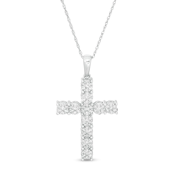 Previously Owned - 1/2 CT. T.w. Composite Diamond Cross Pendant in 10K White Gold