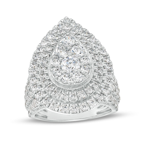 Previously Owned - 4 CT. T.w. Pear-Shaped Multi-Diamond Double Frame Engagement Ring in 10K White Gold (J/I3)