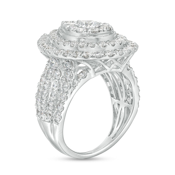 Previously Owned - 4 CT. T.w. Pear-Shaped Multi-Diamond Double Frame Engagement Ring in 10K White Gold (J/I3)