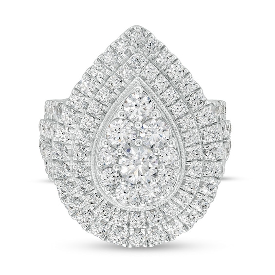 Previously Owned - 4 CT. T.w. Pear-Shaped Multi-Diamond Double Frame Engagement Ring in 10K White Gold (J/I3)