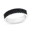 Thumbnail Image 1 of Previously Owned - Vera Wang Men 1 CT. T.W. Black Diamond Double Row Band in Sterling Silver