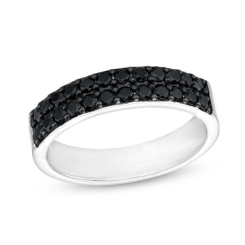 Main Image 1 of Previously Owned - Vera Wang Men 1 CT. T.W. Black Diamond Double Row Band in Sterling Silver